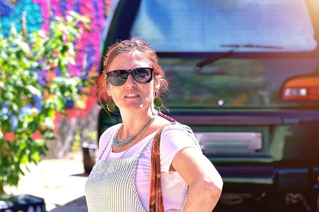 Frau, Sonnenbrille, Rote Haare, Sonne