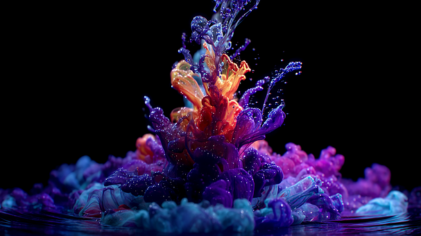 Abstrato, Colorido, Tinta, Roxo, Laranja