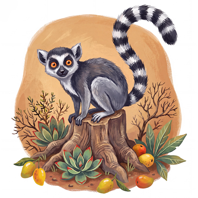 Free lemur drawing stump illustration