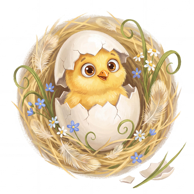 Free chick nest egg illustration