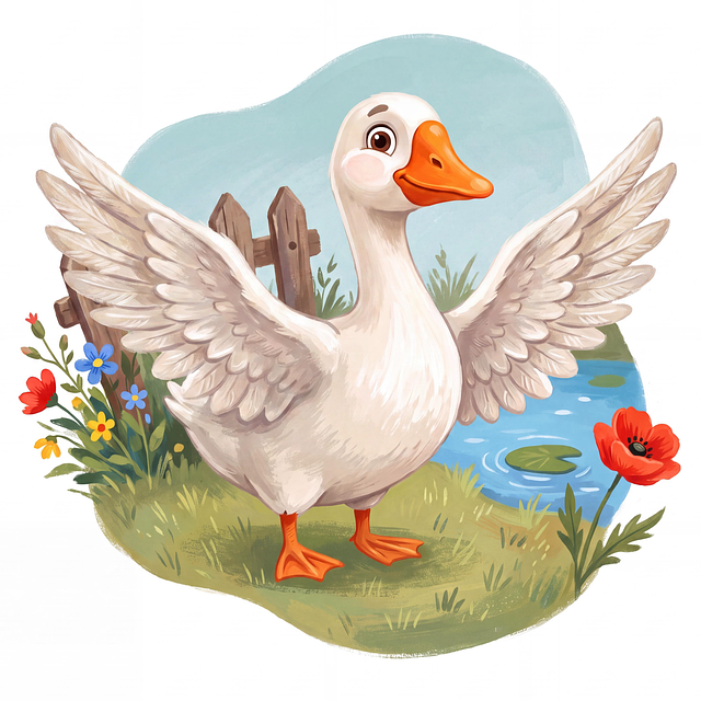 Süße Gans, Cartoon-Vogel, Nutztier