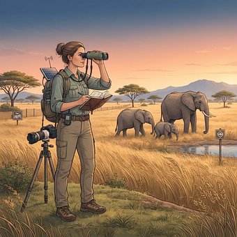 Free Woman Binoculars illustration and picture