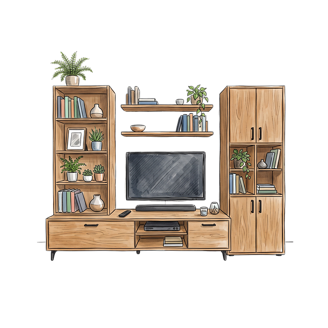 Free furniture living room tv illustration