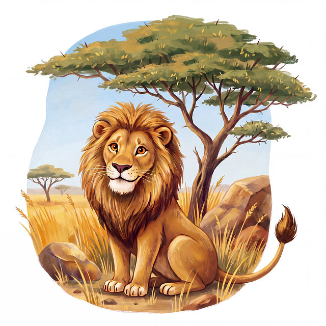 Free lion african savanna digital art illustration