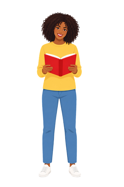 Frau, Schüler, Lesen, Offenes Buch