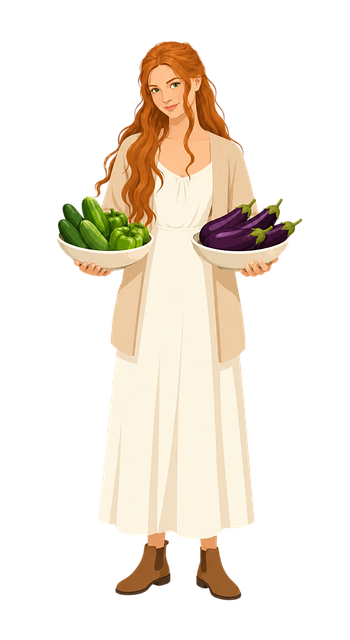 Free woman holding vegetables fresh vegetables garden harvest vector