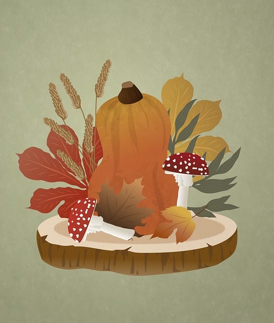 Free autumn nature mushrooms illustration