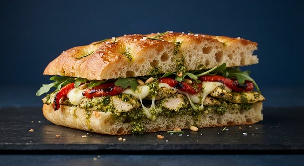 Sándwich, Focaccia, Pollo A La Parrilla