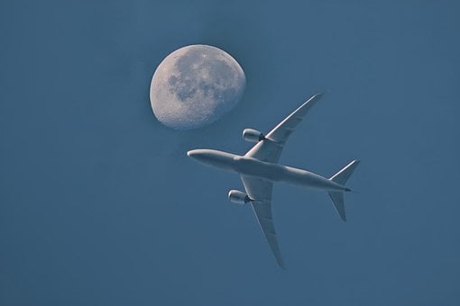 Fly, Måne, Himmel, Natur, Baggrund, Blå