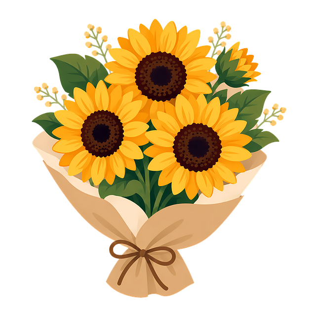 Free flower bouquet sunflower yellow color illustration