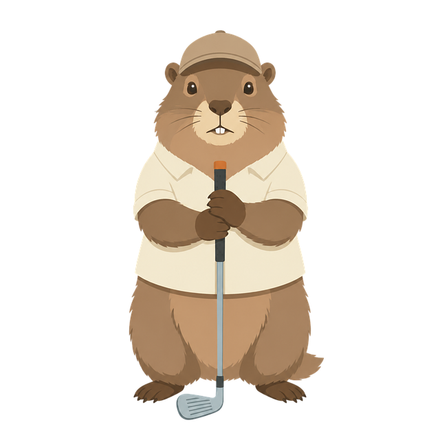 Free groundhog golfer golf club vector