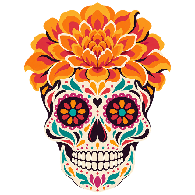 Free sugar skull day of the dead calavera illustration