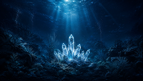 Cristal, Quartzo, Subaquático, Oceano