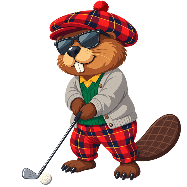Free beaver golfer anthropomorphic vector