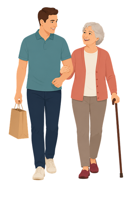 Free elderly care caregiver senior woman vector
