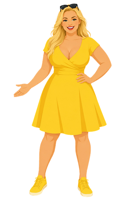 Free yellow dress summer fashion wrap dress vector