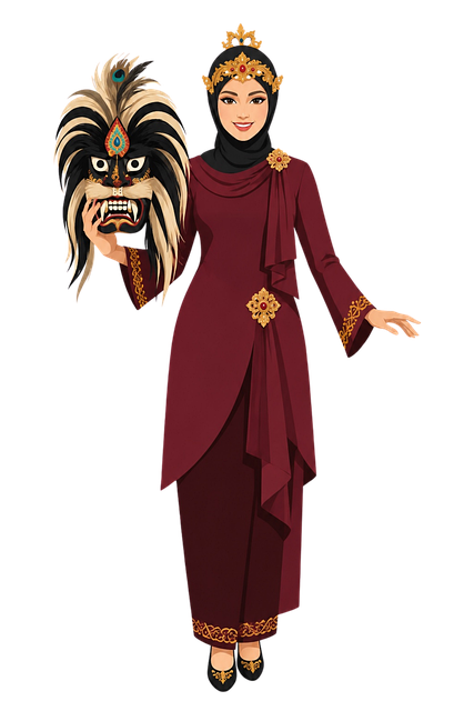 Free traditional mask woman holding mask folk mask illustration