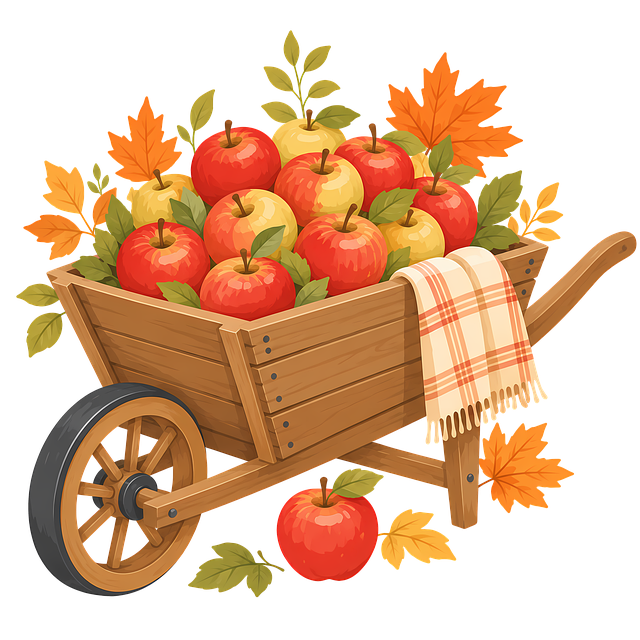 Free autumn apples wooden illustration