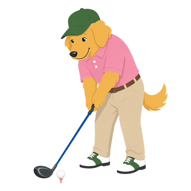 Free golden retriever golfing dog golfer vector