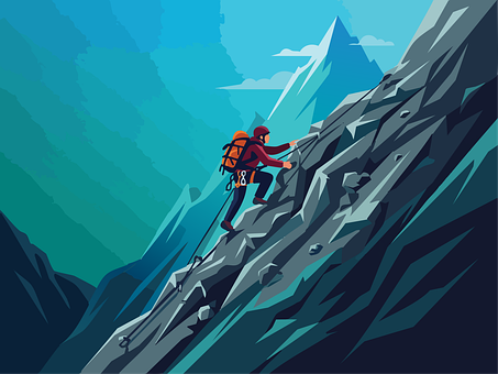 Free Mountaineer Rock Climbing vector and picture