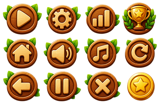 Free Game Icon Wooden Buttons illustration and picture