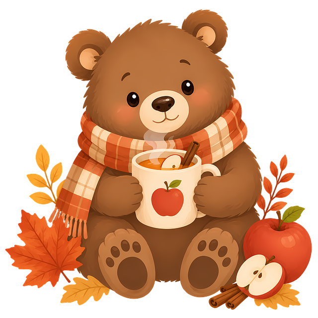 Free autumn bear cute bear apple cider illustration