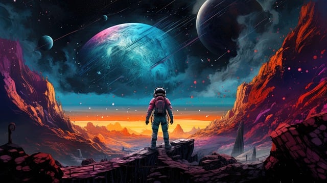 Free astronaut space planet illustration