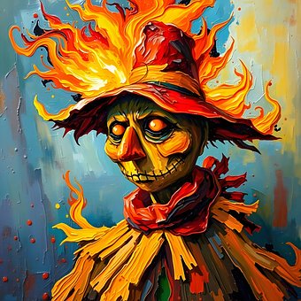Fugleskræmsel, Halloween, Ild, Brændende