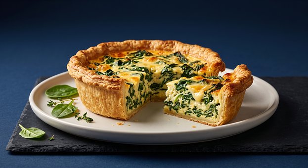 Quiche, Espinaca, Queso, Masa Hojaldrada