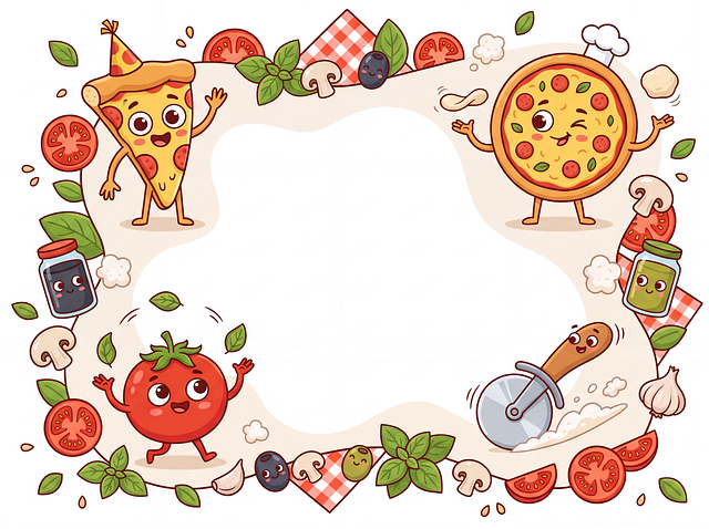 Free pizza cartoon cute food characters pizza party illustration