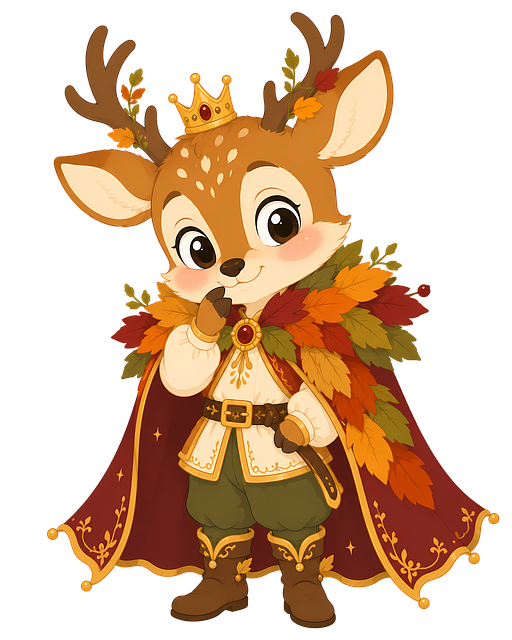 Free deer autumn leaves crown illustration