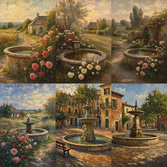Fonte, Rural, Pitoresco, Jardim, Verão