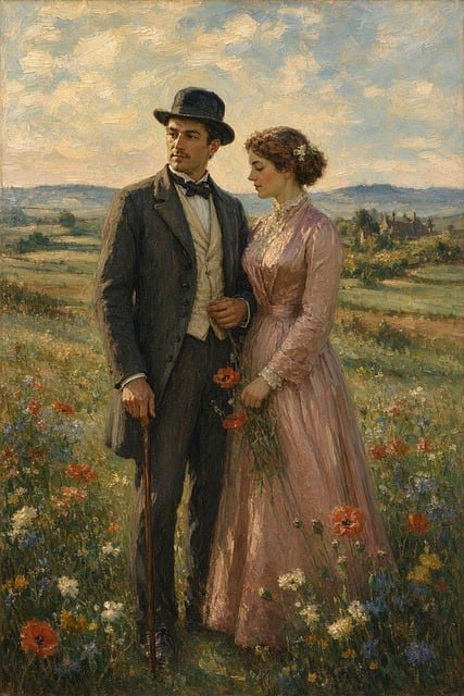 Vintage, Casal, Romântico, Campo