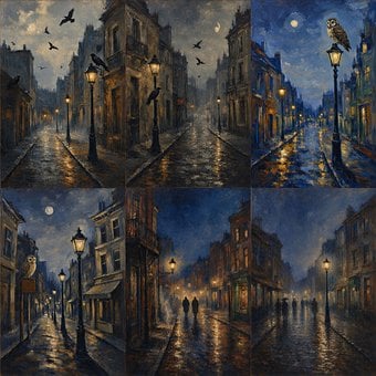 Noite Urbana, Pintura A Óleo, Rua