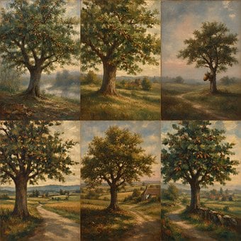 Árvore, Paisagem, Pintura A Óleo