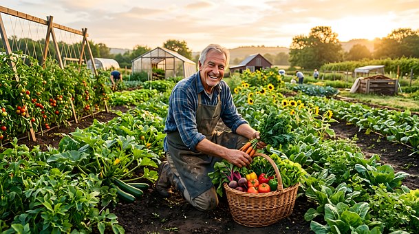 Granja, Jardín, Cosecha, Verduras