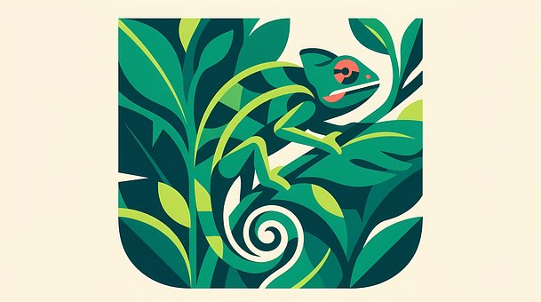 Chamäleon, Grafik, Illustration, Natur