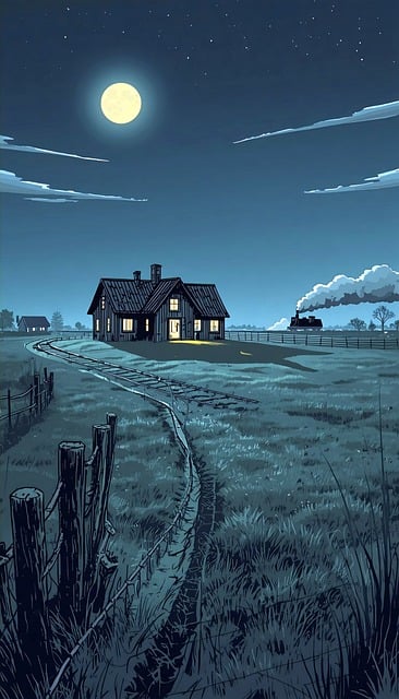 Noche, Luna, Luz De Luna, Campo, Granja