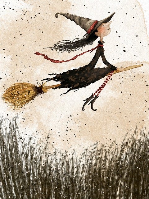 Free halloween witch broom illustration