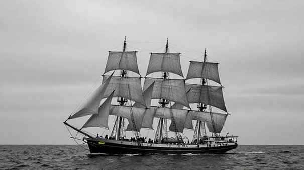 Free Sailing Ship Black And White photo and picture
