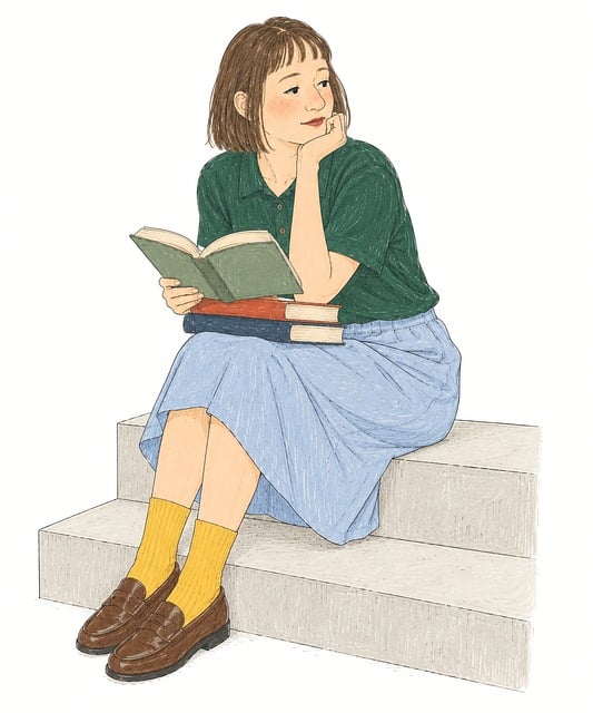 Mädchen, Buchen, Lesen, Treppe