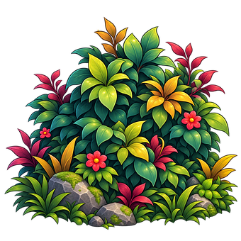 Free Cartoon Bush Game Background illustration and picture