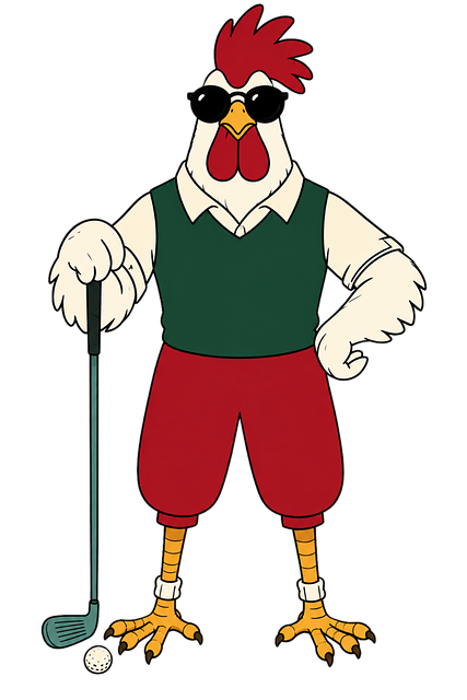 Free rooster golf anthropomorphic illustration