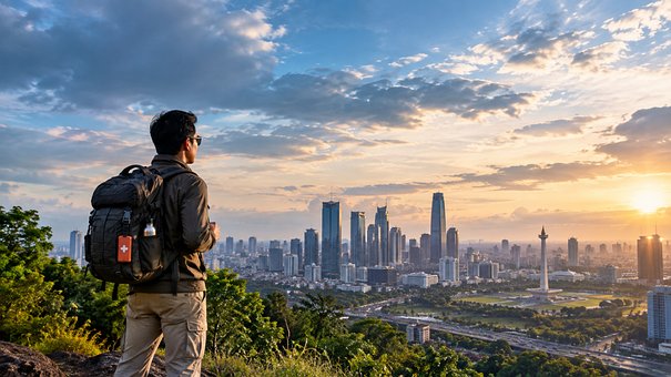 Stadt, Jakarta, Horizont, Wolken