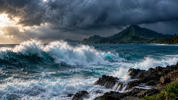 Tsunami, Ozean, Wellen, Sturm