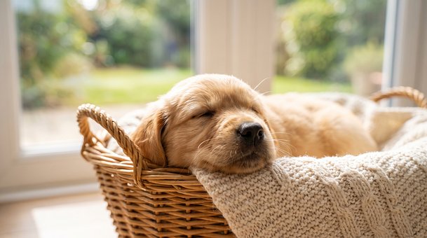 Hvalp, Kurv, Søvn, Golden Retriever