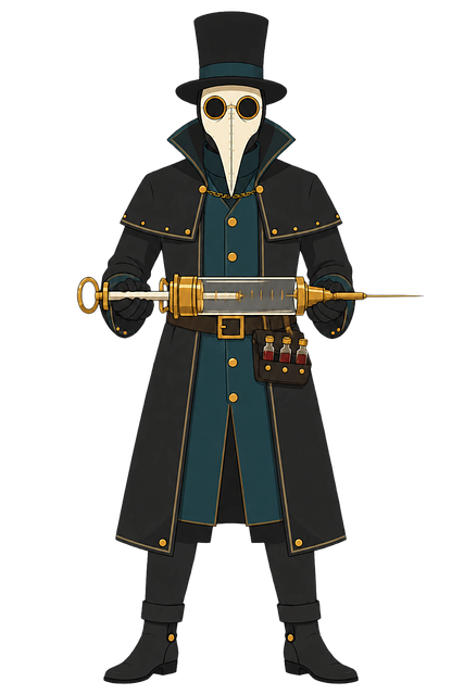 Free plague doctor plague mask syringe vector