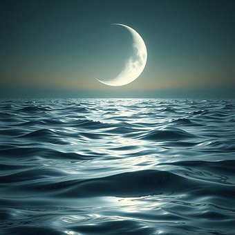 Mond, Meer, Digitale Kunst, Natur