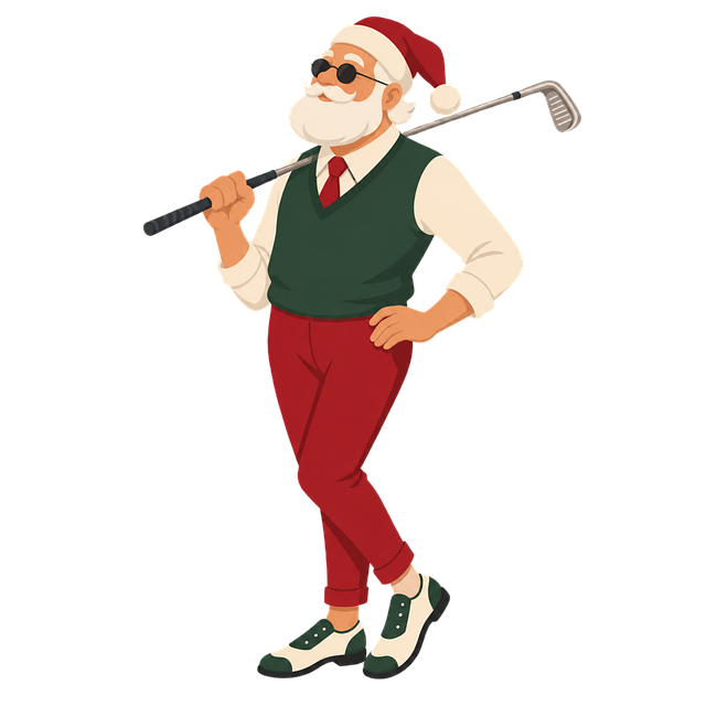 Free santa golf christmas illustration