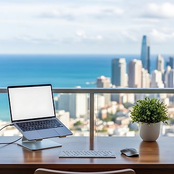 Laptop, Arbeitsplatz, Schreibtisch, Büro